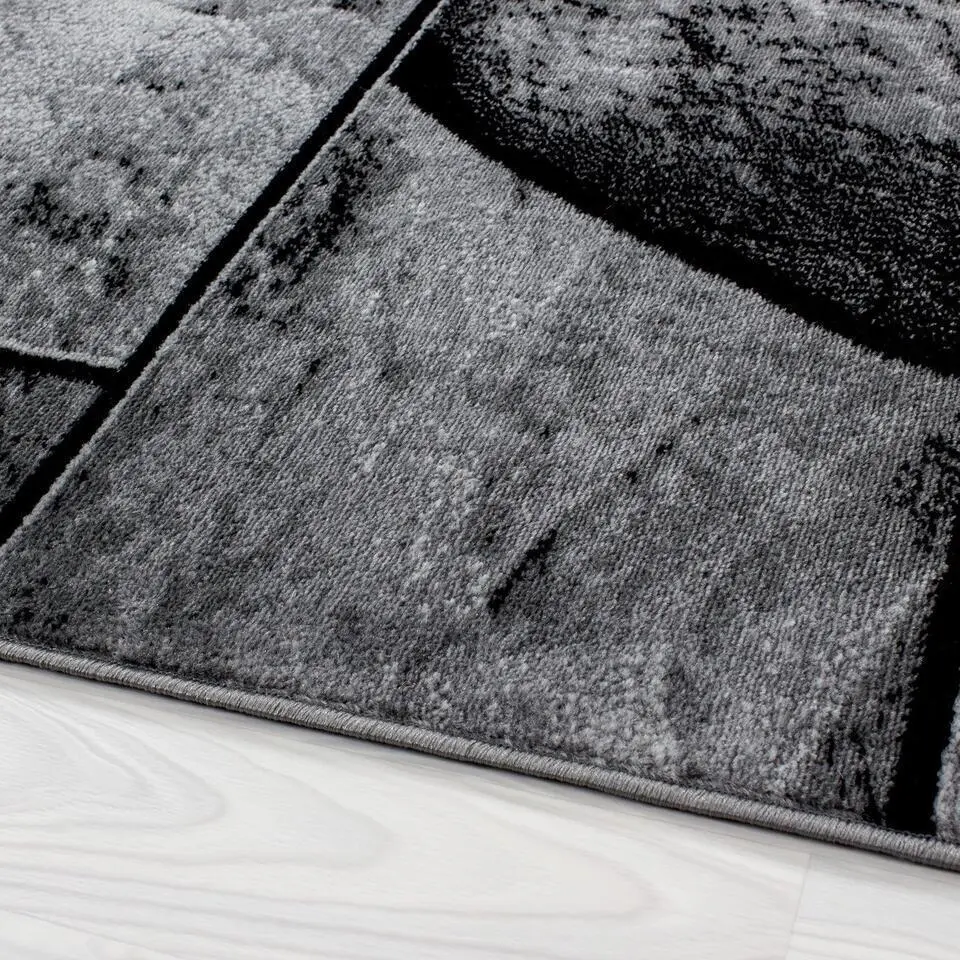 Modern Design Vloerkleed Parma - Zwart/Grijs - Laagpolig 120x170 cm