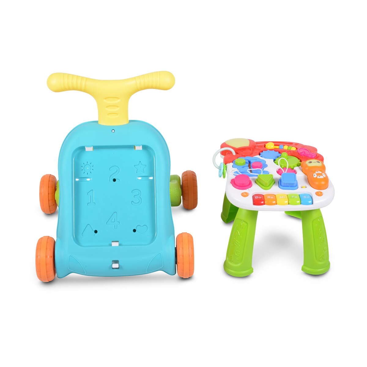 Moni Lauflernwagen Musik N5218 Spieltisch Musikpanel Melodien Lichter Geräusche orange