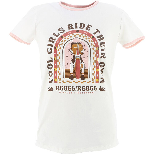 Helstons - Wildust - T-shirt femme Rebel Ringer Blanc / Rose / Marron