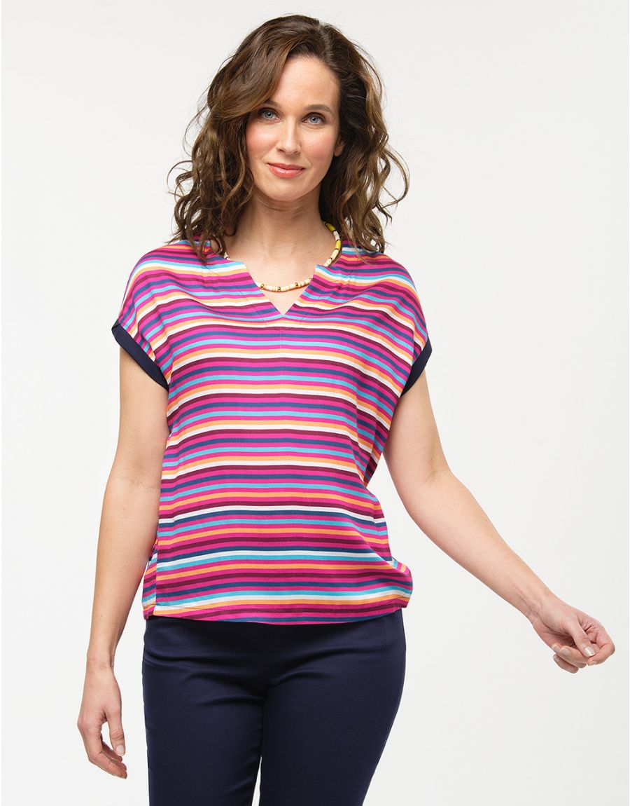 Blouse rayée fuchsia
