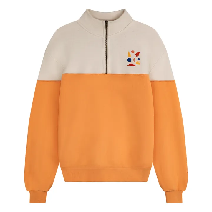 Bobo Choses Sweat Zippé Color Block Coton Bio - Collection Femme  | Orange