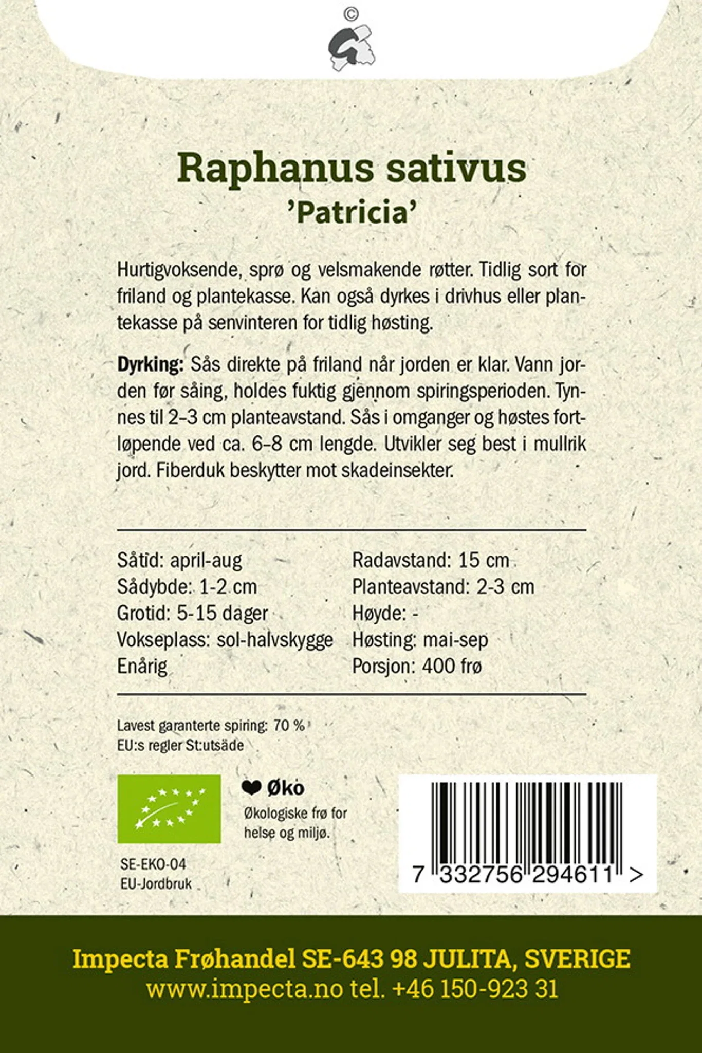 Raphanus sativus 'Patricia' Reddik 'Patricia'