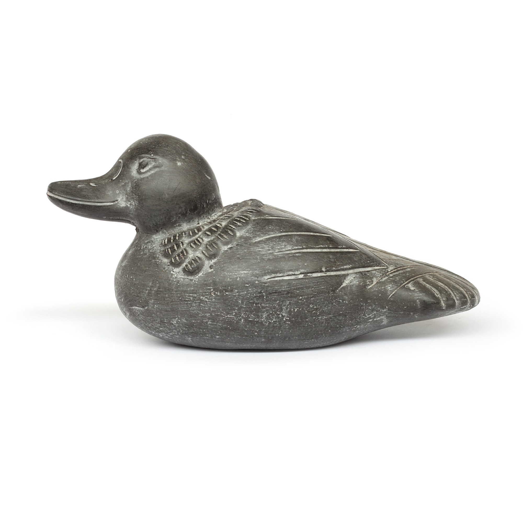 Terrakotta-Figur 'Ente', grau, B 34 cm, T 15 cm, H 14 cm von fischer's lagerhaus
