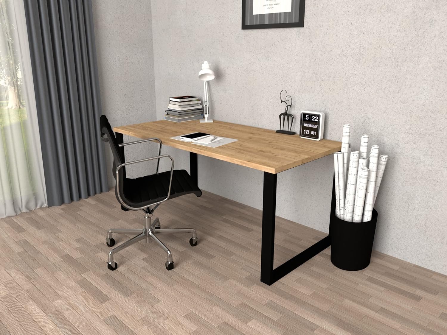 POKAR Tischplatte 120x80 cm | Schreibtischplatte 25 mm Stärke | Ideal für höhenverstellbare Schreibtische und Esstisch | Robuste und Langlebige | Made in Europe | Golden Craft Eichen