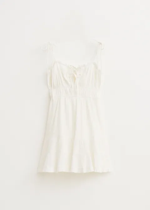 Jurk met gekreukt detail wit (WIT)