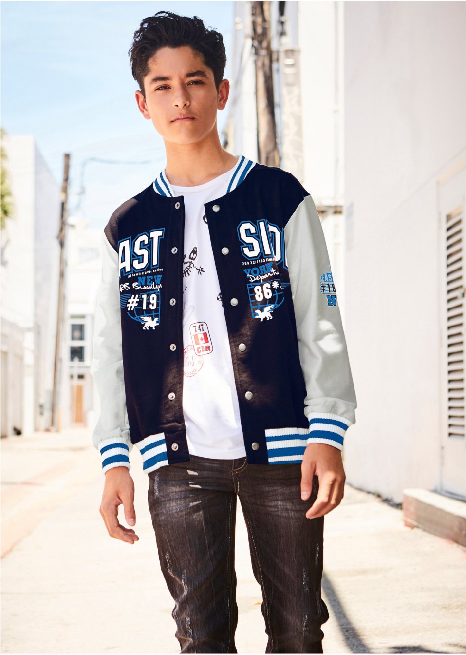 Blouson sweat-shirt style Campus garçon en coton