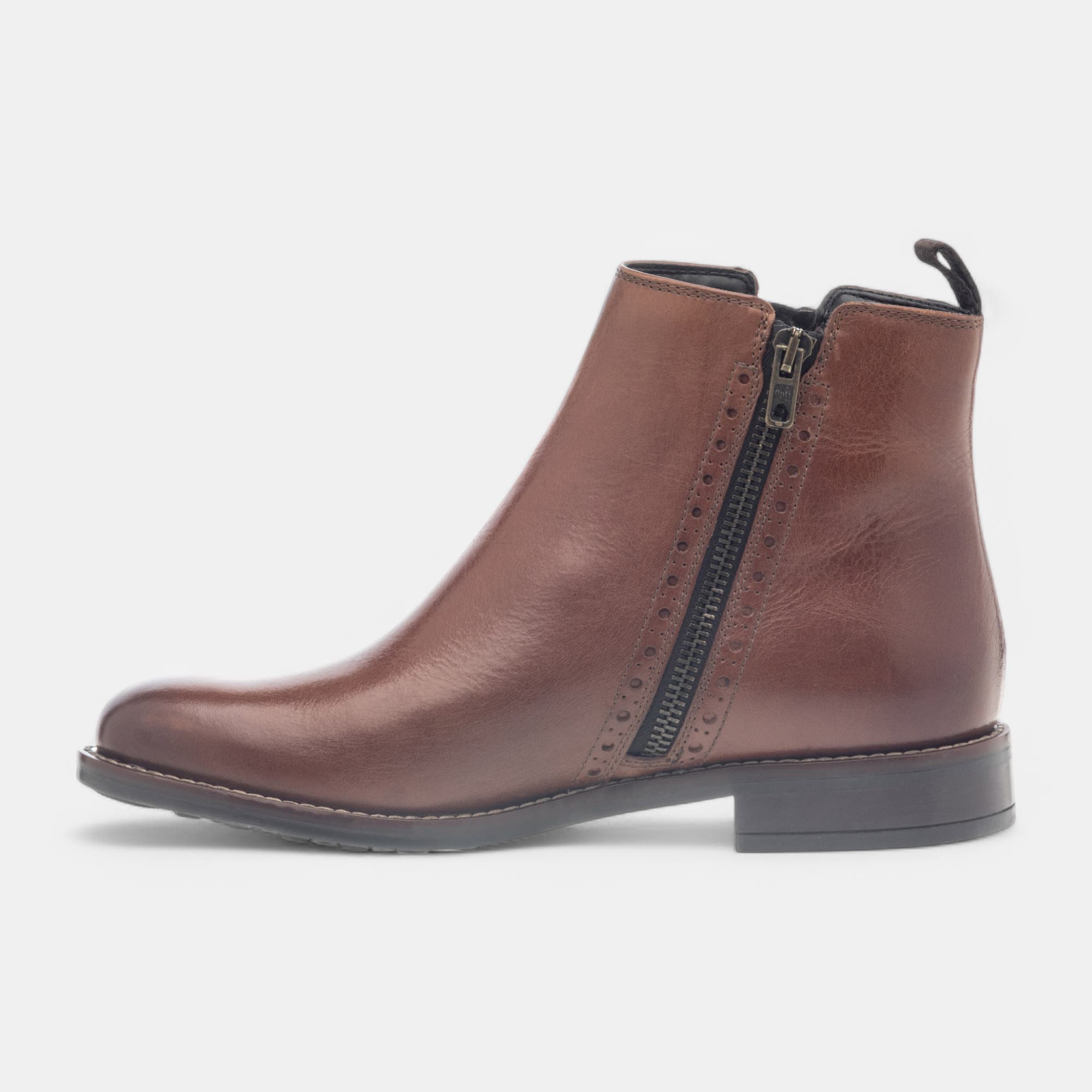 Bottines Femme en cuir cognac