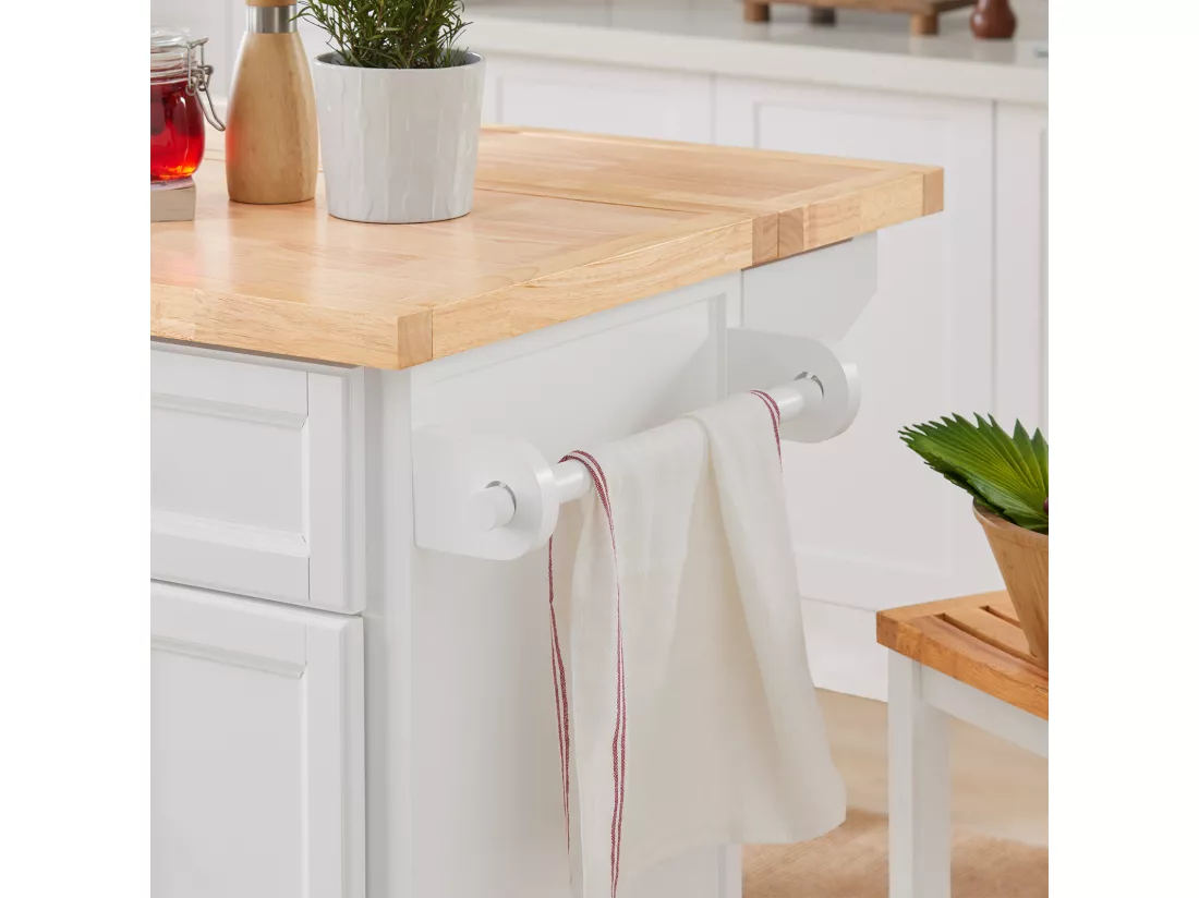Desserte sur roulettes en Bois avec Plans de Travail Rabattable, FKW71-WN