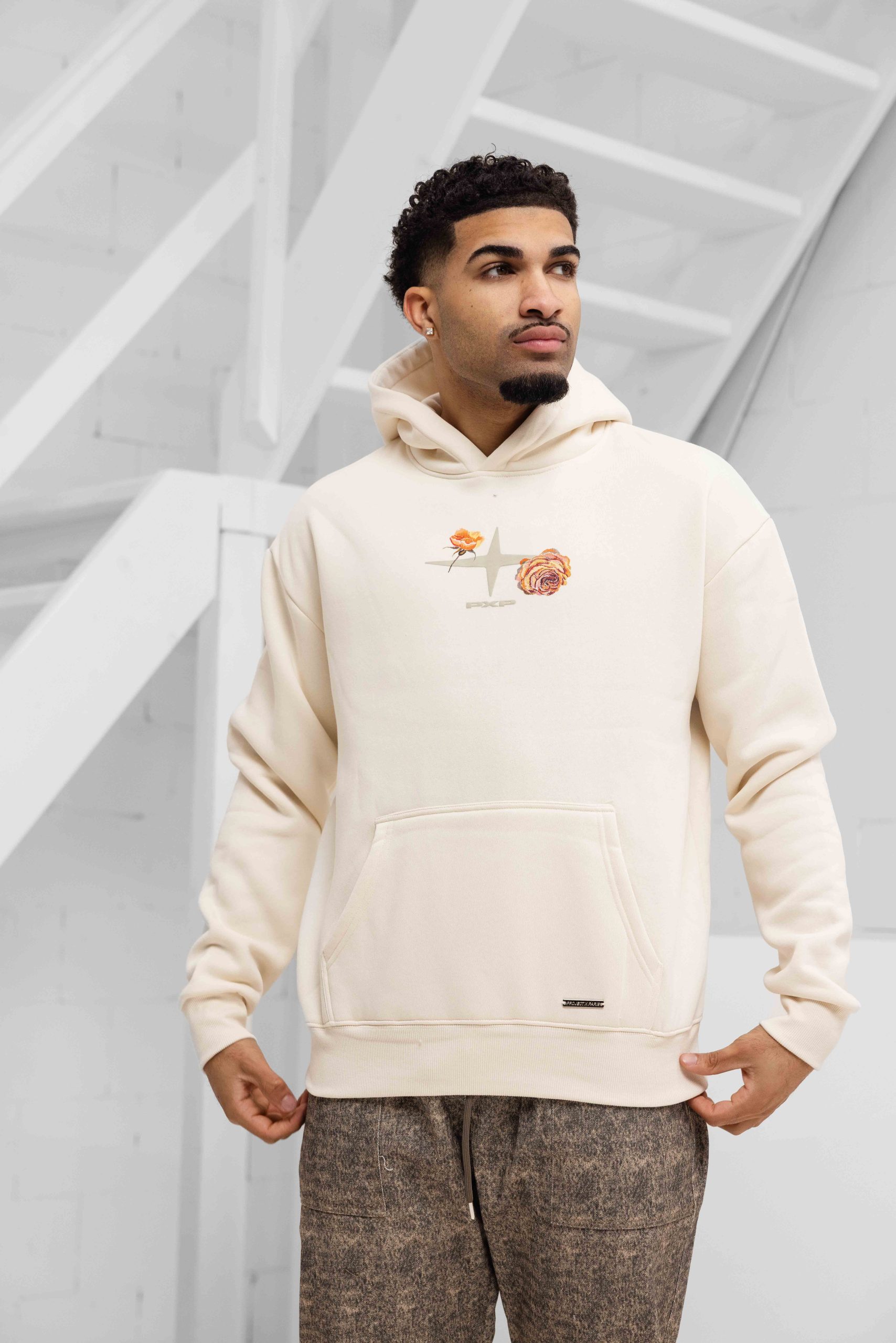 Project X Paris Gothic Roses Hoodie Heren Beige