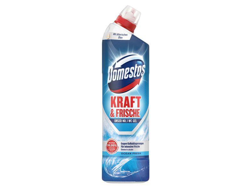 Domestos WC-Reiniger Aktiv Kraft Ocean Fresh WC Gel 750 ml Reinigungsmittel für die Toilette mit frischem Ocean-Duft