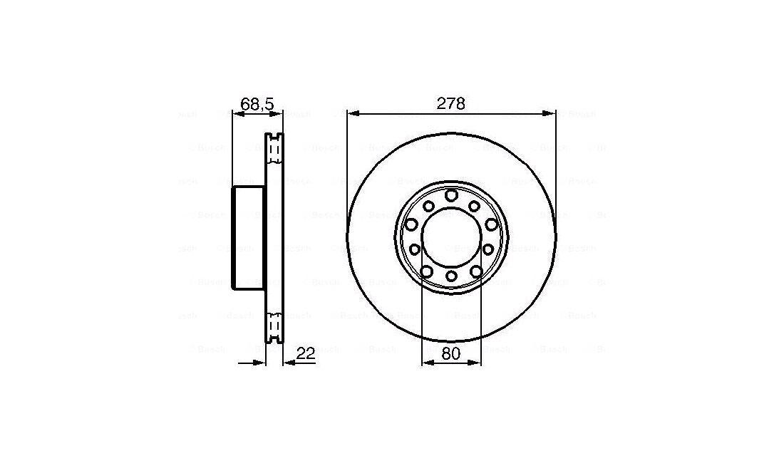 Bremseskive 278 x 22 mm