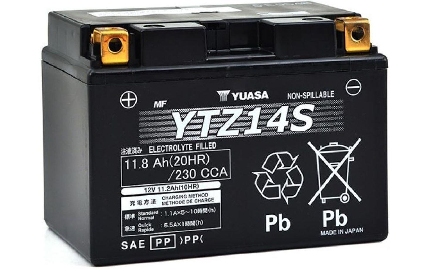 Motorradbatterie AGM 12 V/11.8Ah/230A<br>Wartungsfreie Hochleistungsbatterie