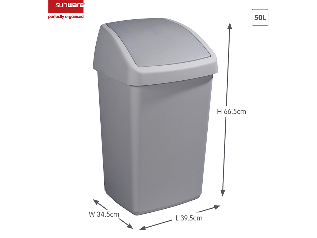 Sunware Delta 50 liter prullenbak met swingdeksel - Set van 2