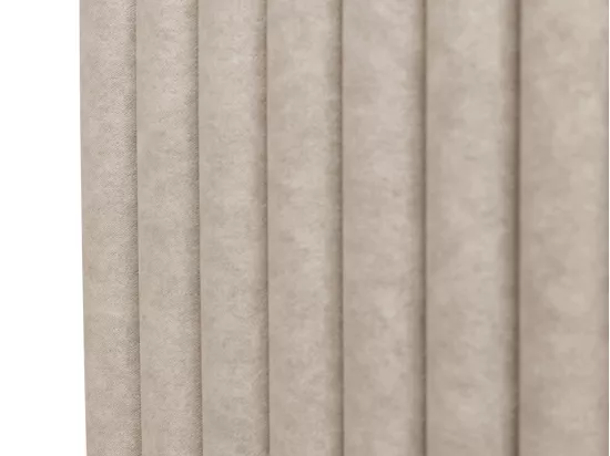 Lit coffre 180 x 200 cm avec tête de lit coutures verticales - Tissu - Taupe - SARAH
