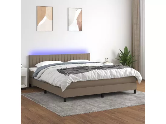 Sommier tapissier avec matelas et LED Taupe 180x200 cm Tissu