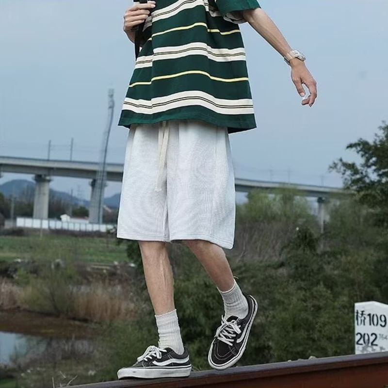 Jozev - Effen shorts met trekkoordtaille