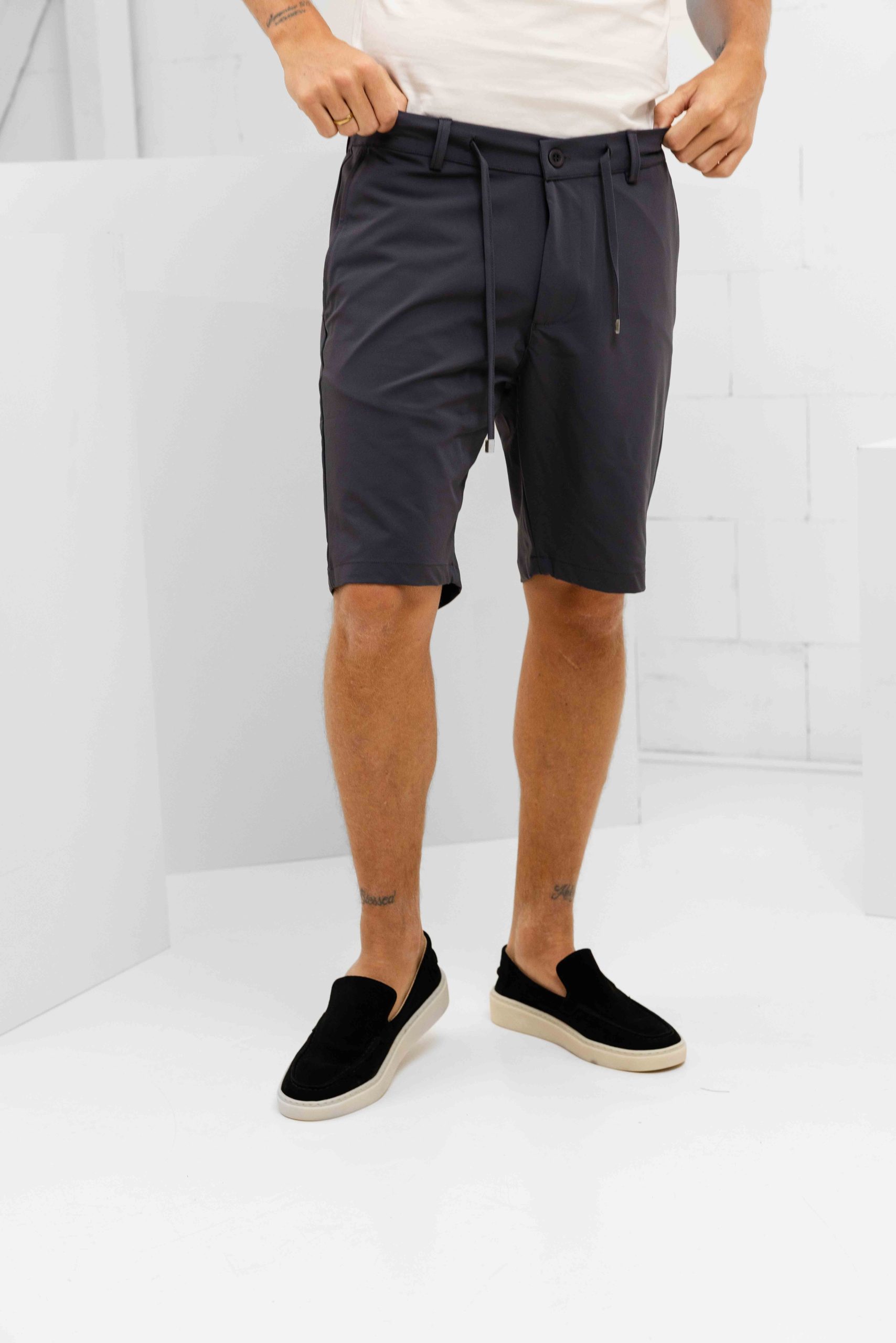 Malelions Casual Chino Korte Broek Heren Donkergrijs