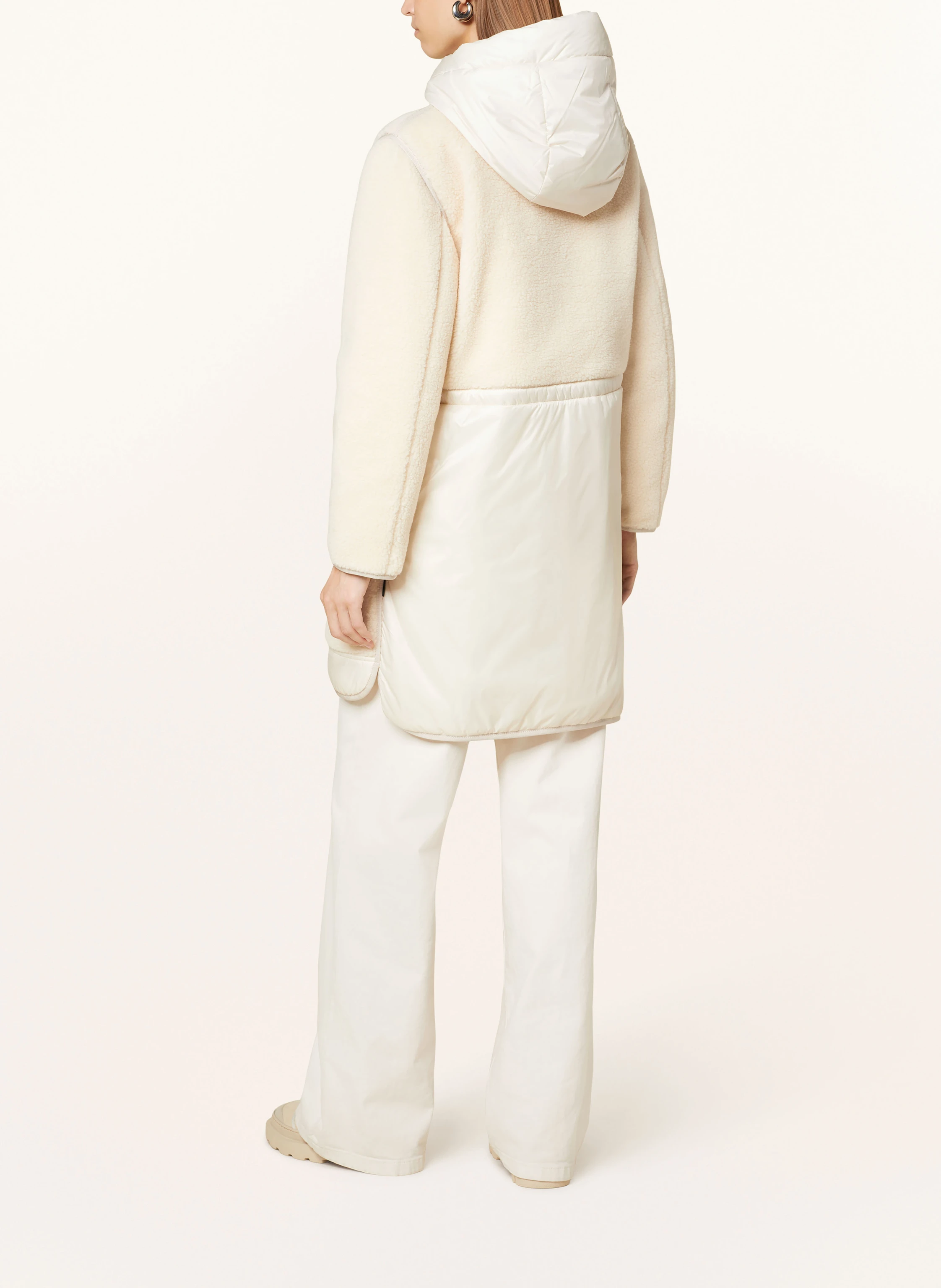 WOOLRICH Teddyfell-Mantel im Materialmix