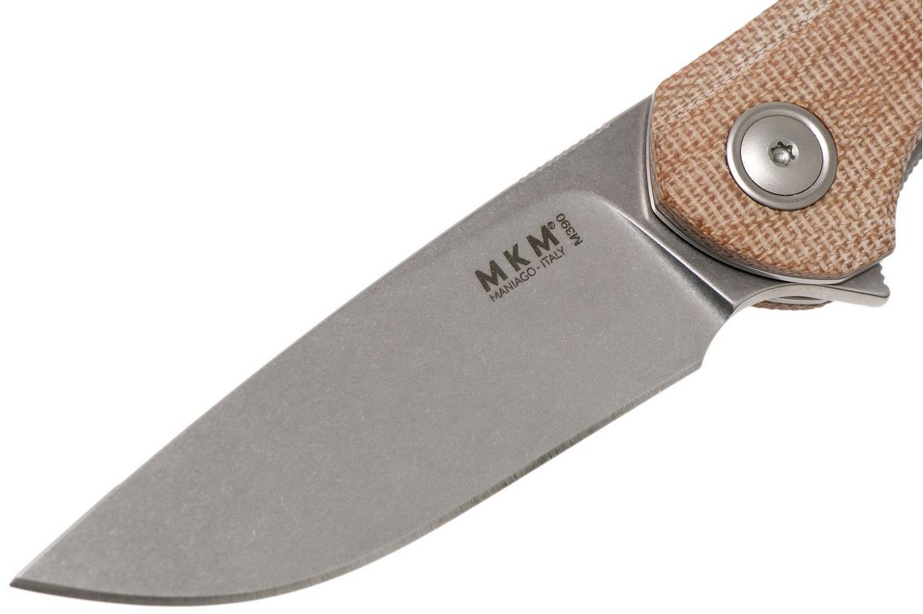 MKM Timavo VP02-NC Natural Canvas Micarta Stonewash zakmes, Voxnaes design