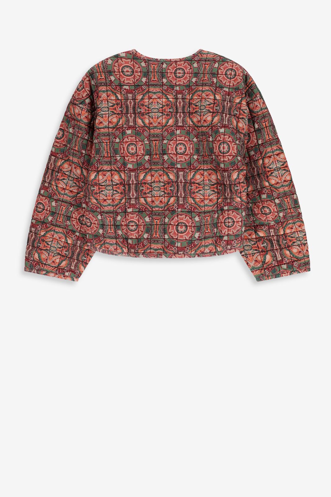 Groene oversized bomber jas met mozaïek print