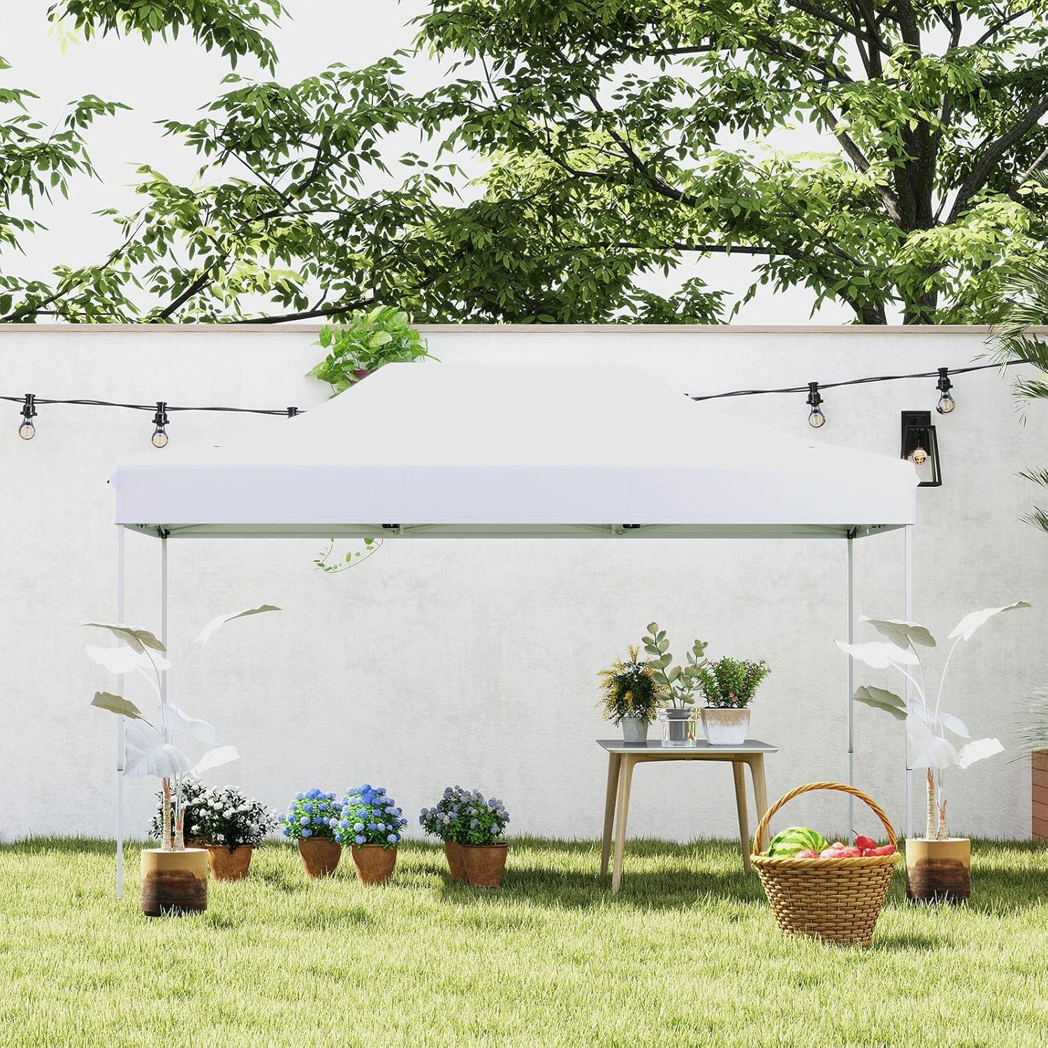 COSTWAY 3x4,5 m Faltpavillon, Pop Up Pavillon Höhenverstellbar mit Rollentasche, 4 Seilen, 8 Heringen, Wasserdicht Gartenpavillon Gartenzelt Partyzelt für Party Hochzeit (Weiß)