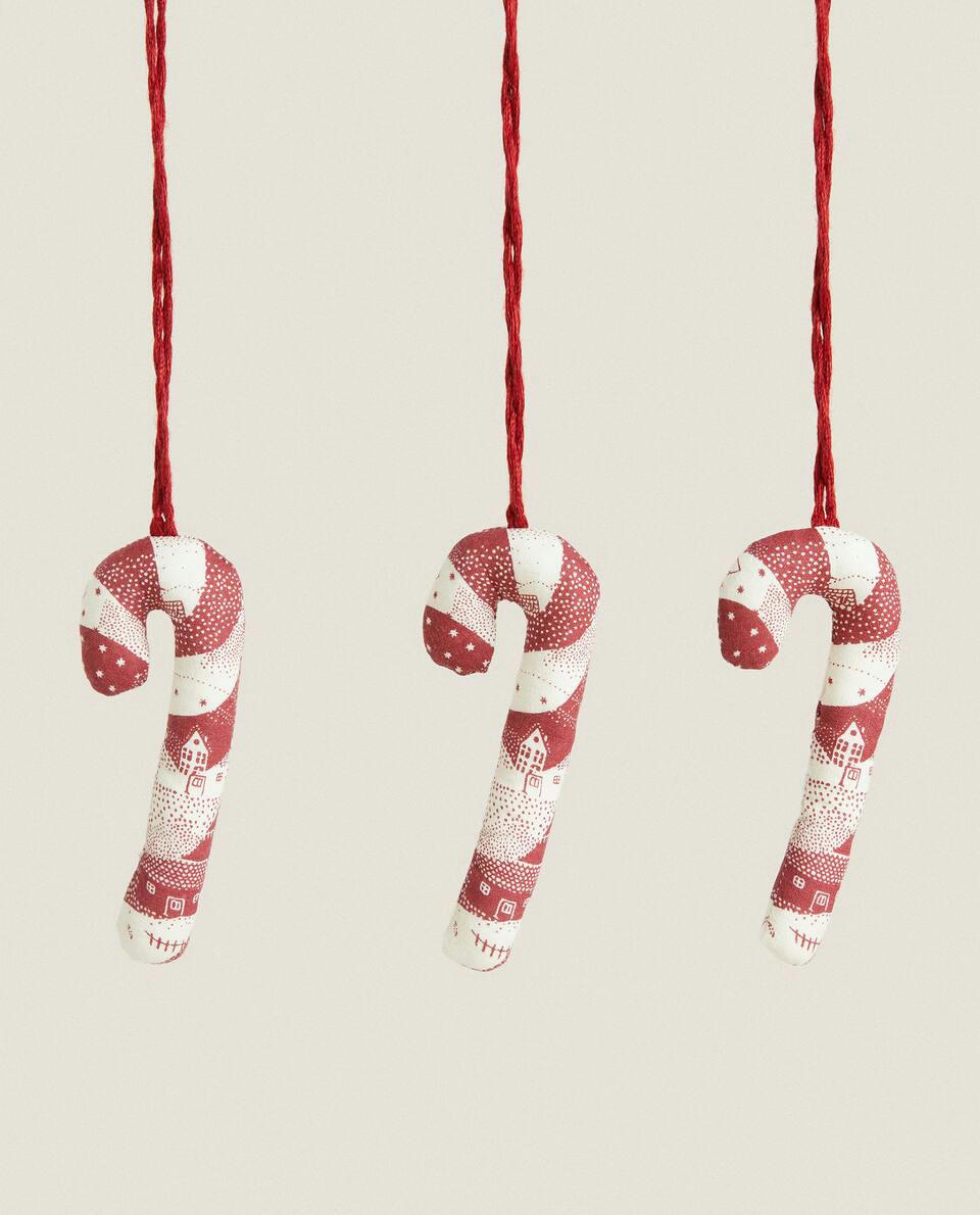 PACOTE DE DECORAÇÕES DE NATAL EM FORMATO DE BENGALA DOCE (PACOTE COM 3)