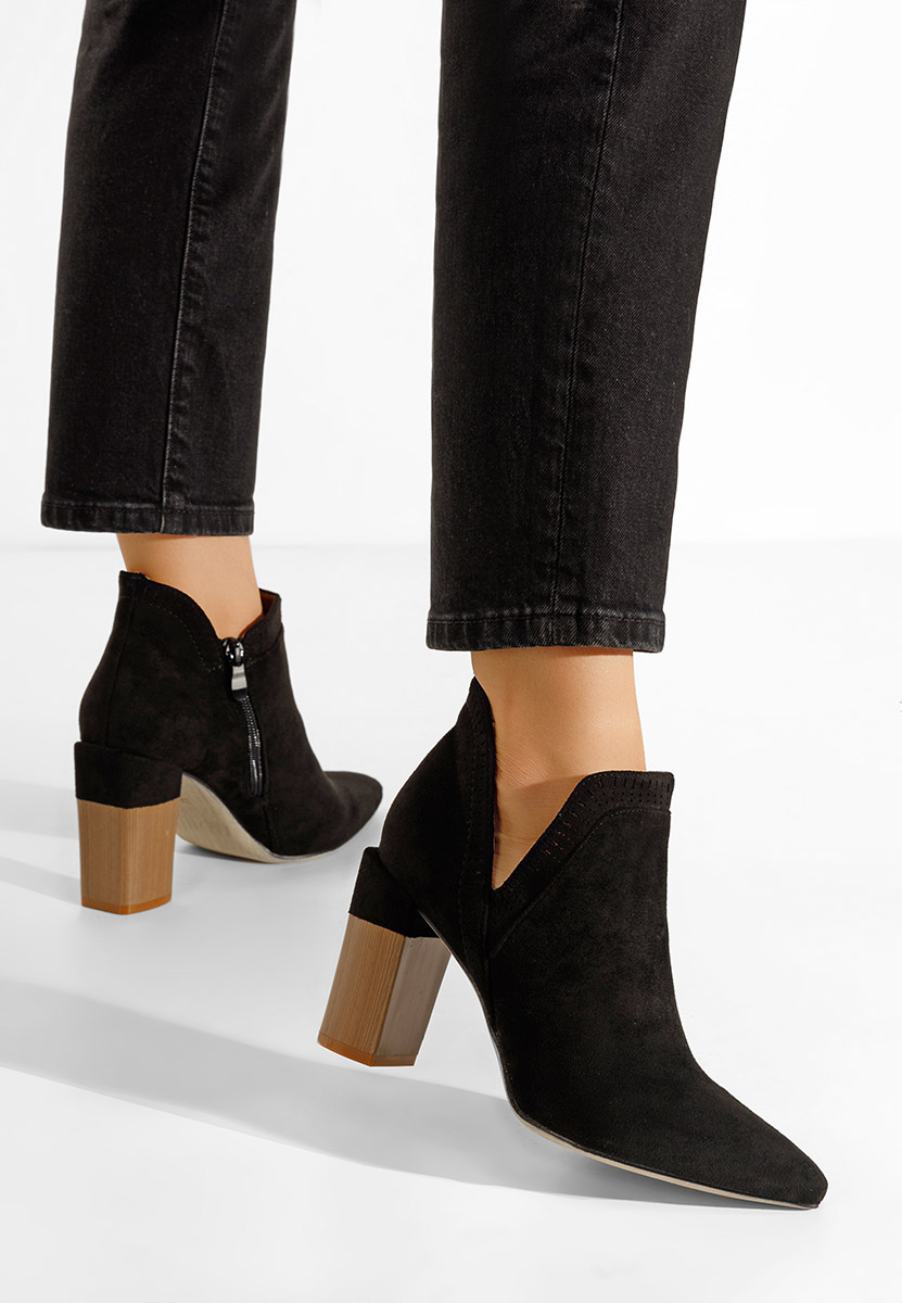 Bottines à gros talon noires Estella