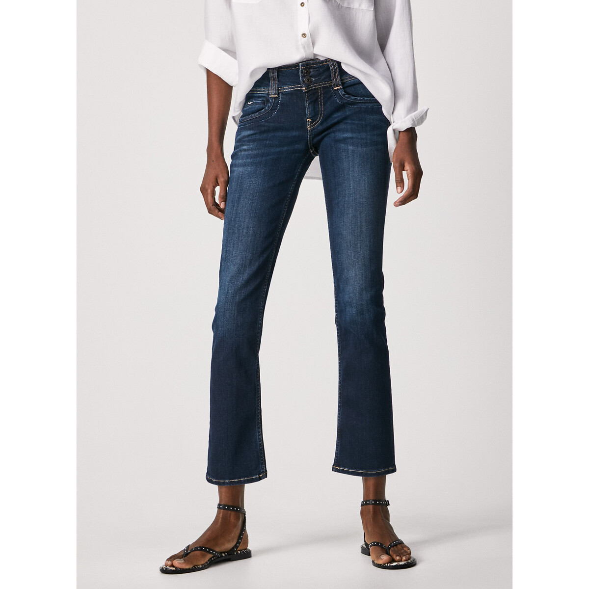 PEPE JEANS<br>Calça jeans slim de tamanho padrão com botões duplos Genna