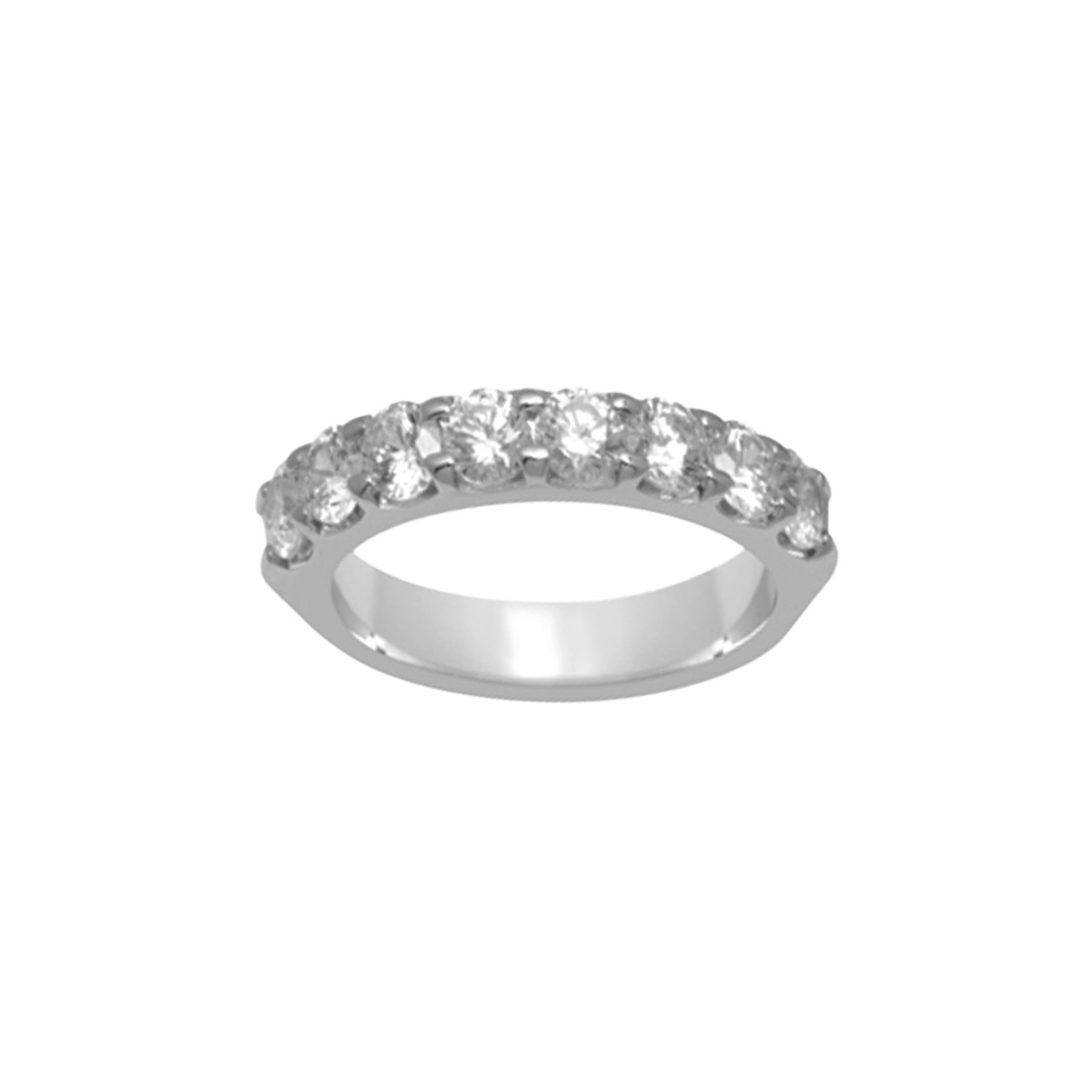 Alliance demi-tour diamants or blanc