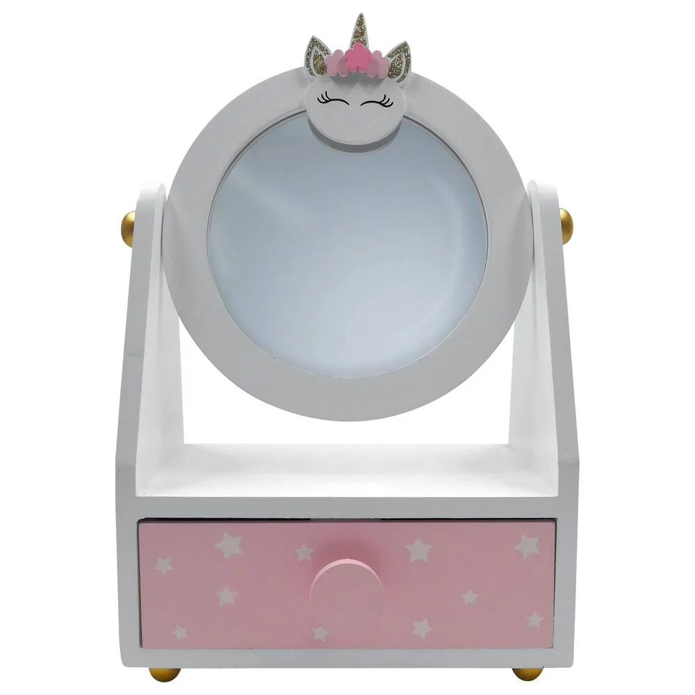 BOITE A BIJOUX AVEC MIROIR LICORNE