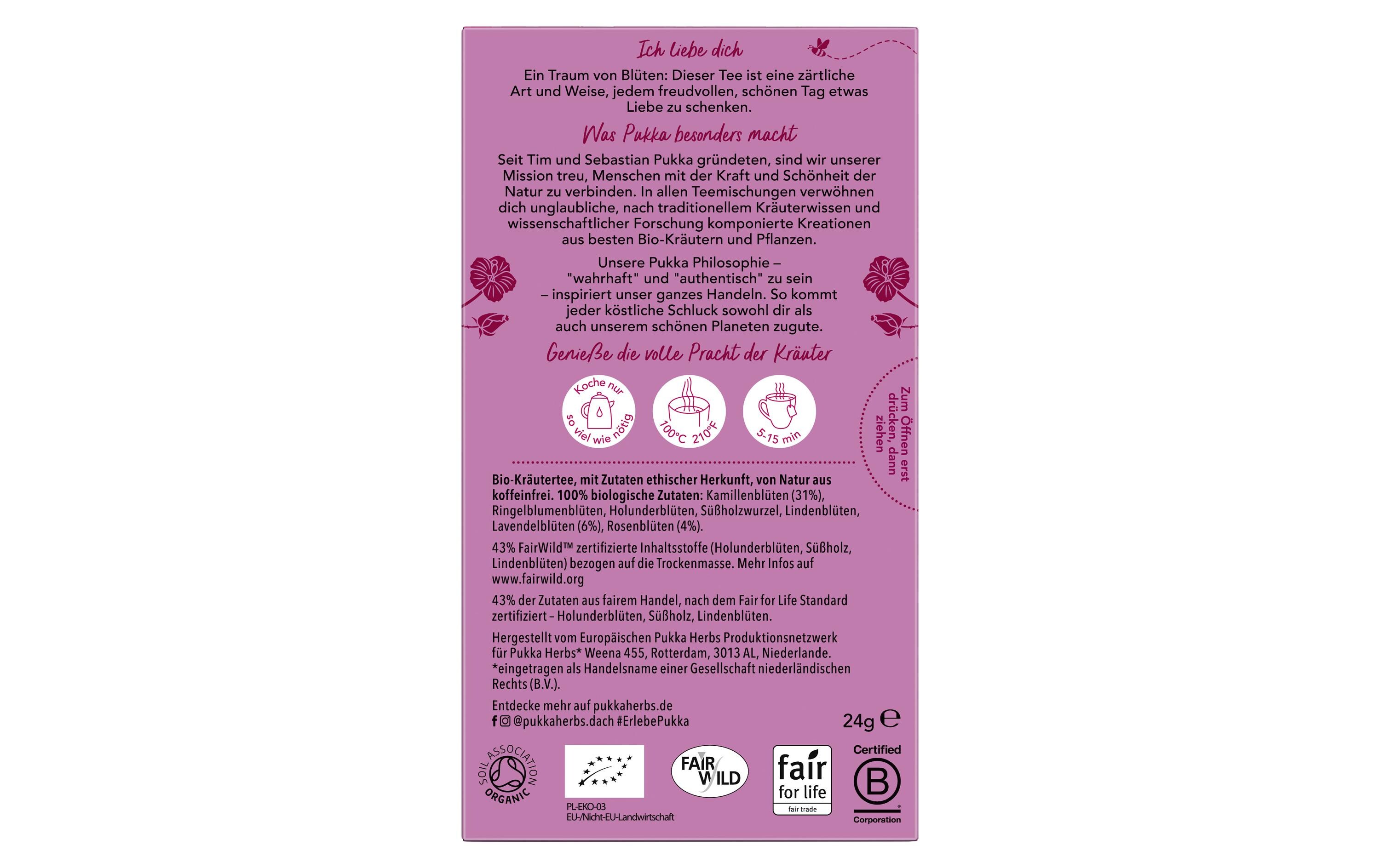 Teebeutel Love Bio-Tee 20 StückHerzerwärmender Bio-Tee
