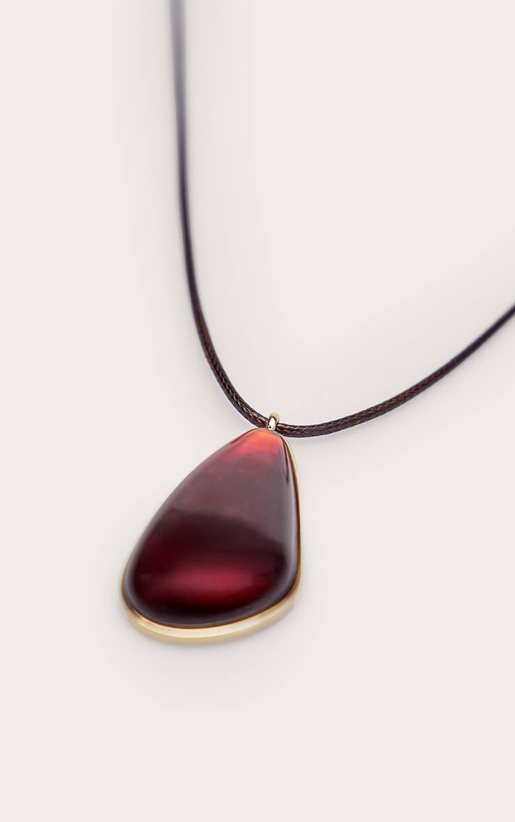 Ambre Collier Pendentif En Résine Ambrée Fumée Avec Cordon Tressé