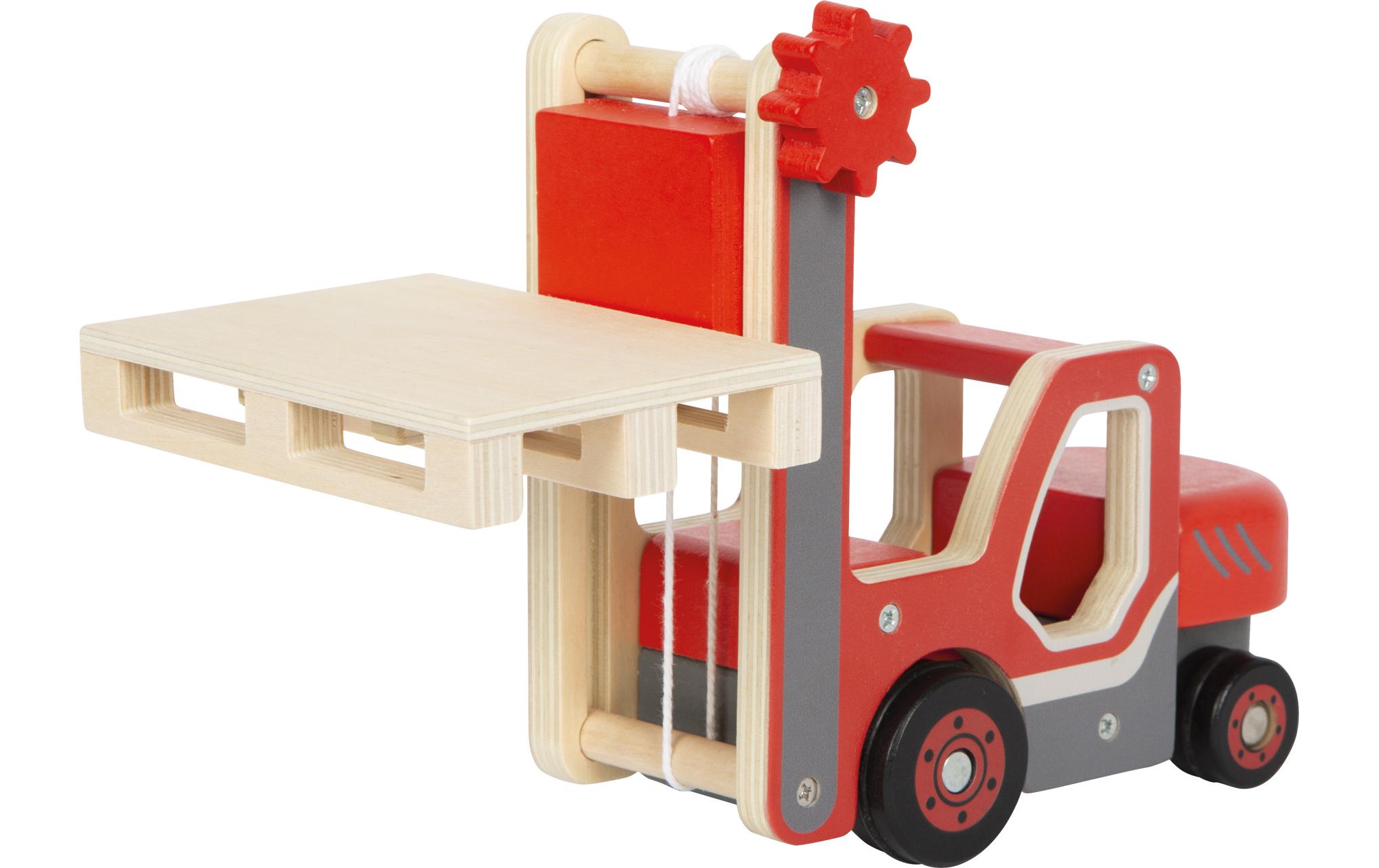 Gabelstapler mit PaletteStabiler Holz-Gabelstapler zum Spielen mit beweglicher Palette
