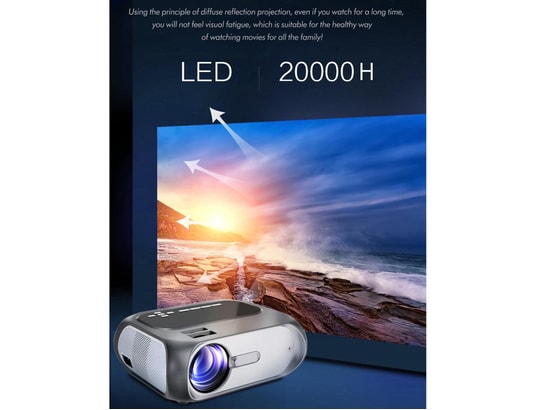 YONIS - Vidéoprojecteur Home Cinéma Vidéoprojecteur led hd 720p 200 ansi, résolution 1080p compa...