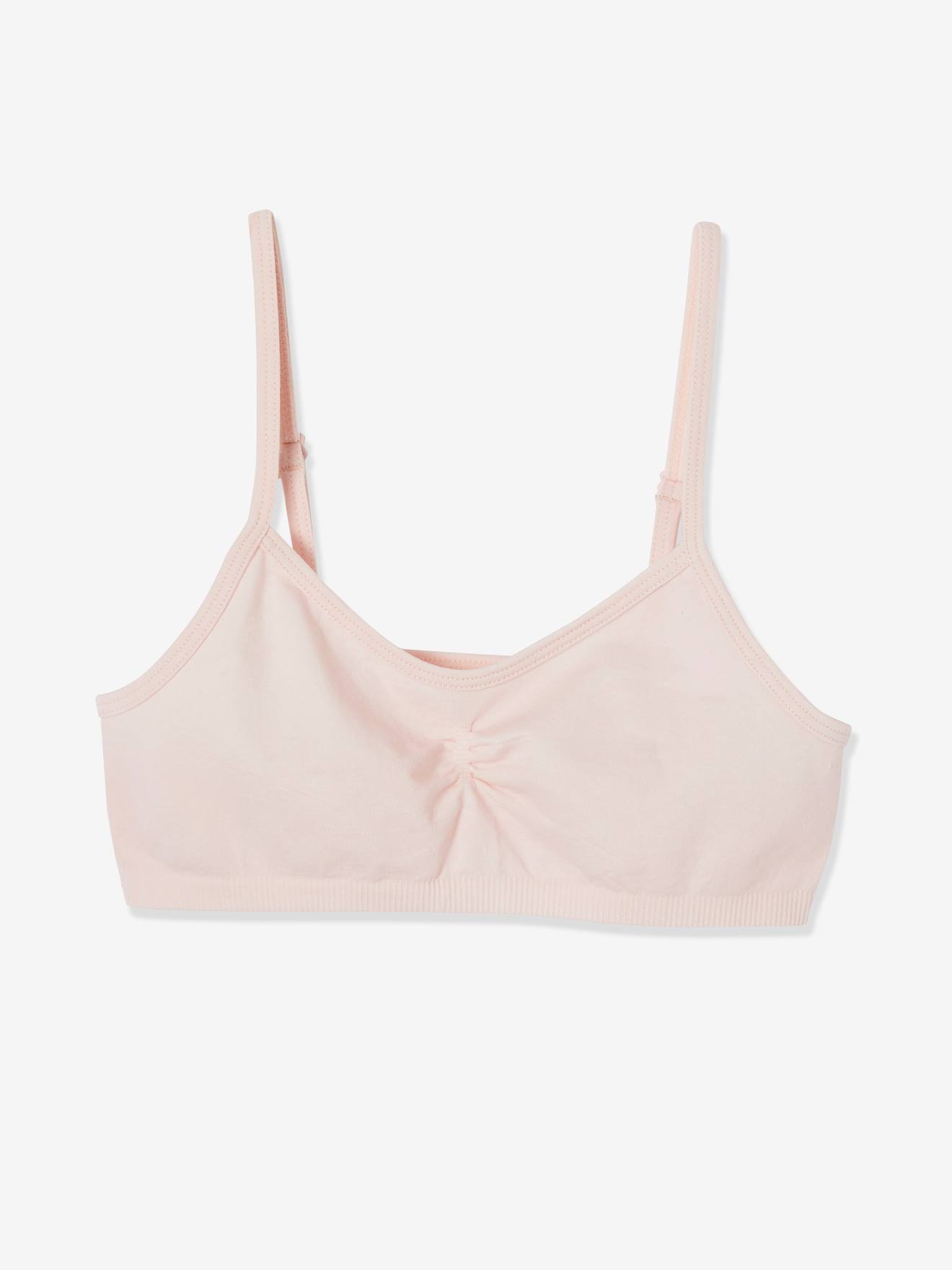 Conjunto de 2 tops de microfibra para meninas, rosa claro liso.