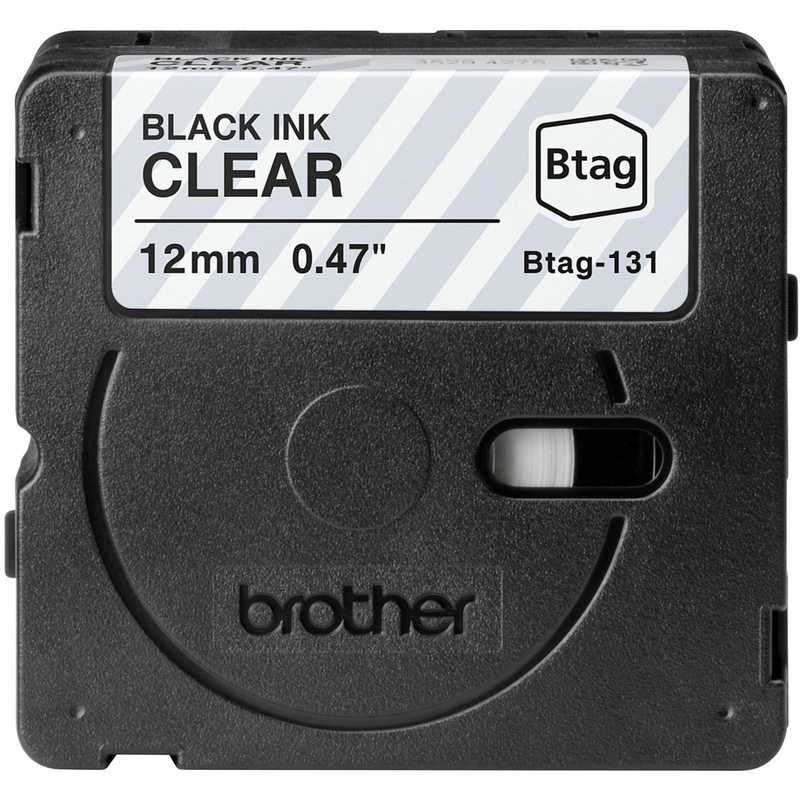 Brother P-Touch Band BTAG-131, 12 mm, schwarz auf transparent
