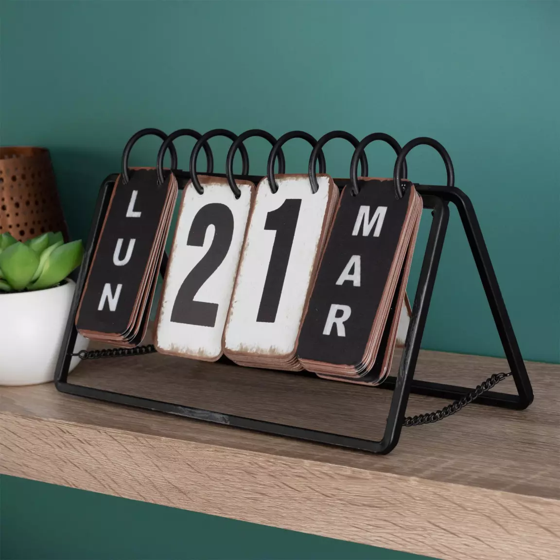 Calendrier à poser en métal (H14 cm ) Vintage Noir