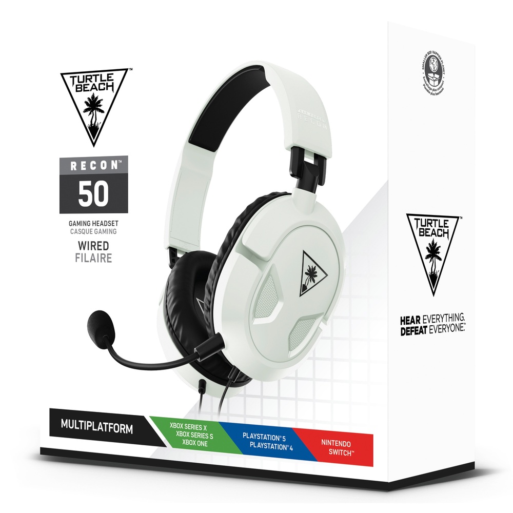 Turtle Beach Recon 50 Gaming-Headset für Nintendo Switch, Xbox, PS5, PS4, PC, Weiß/Schwarz