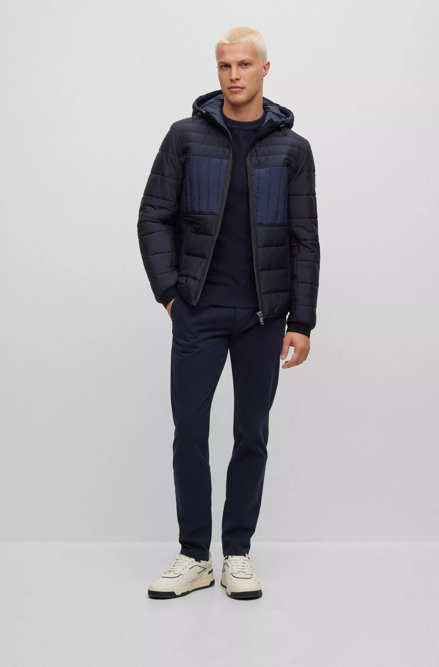 Suéter BOSS laranja em algodão e cashmere com textura mista e etiqueta tecida.