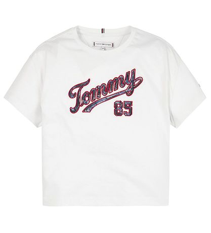 Tommy Hilfiger T-Shirt - Pailletten Tee - Weiß