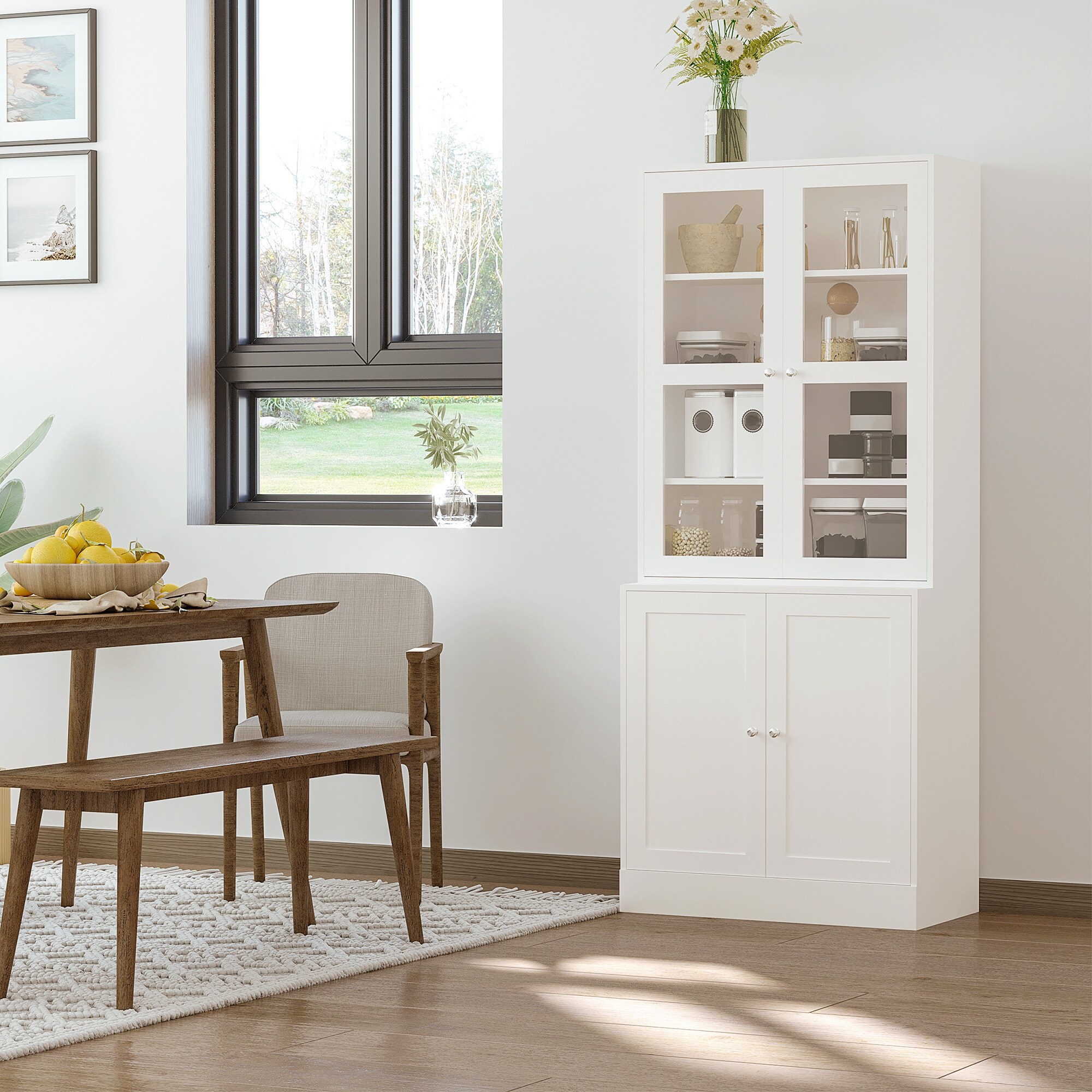 HOMCOM Bücherschrank mit verstellbaren Böden weiß 76Lx 40B x 178,5H cm