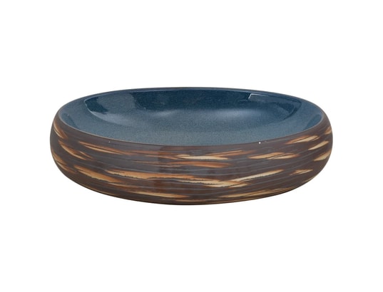VIDAXL - Vasque à poser marron et bleu ovale 59x40x15 cm céramique