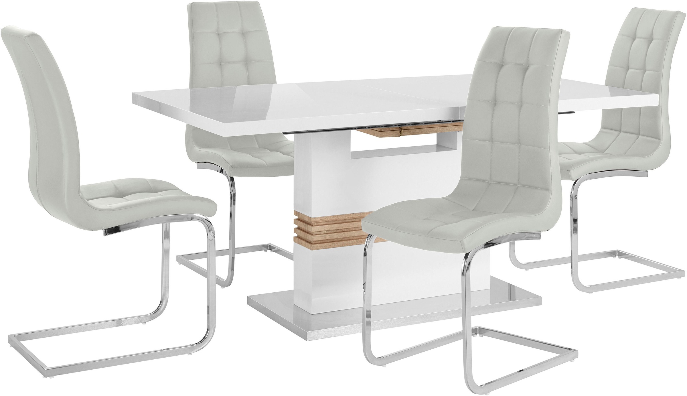 INOSIGN Essgruppe »Perez/Lola« Set, 5 Stk. tlg. mit 4 Stühlen, Tisch ausziehbar, Breite 160-200 cm