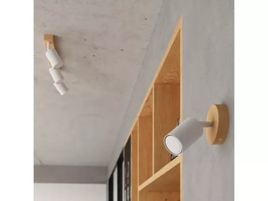 Appliques Verdo moderne en acier/bois - 1 sources lumineuses - L.16 x H.16 cm - bois blanc