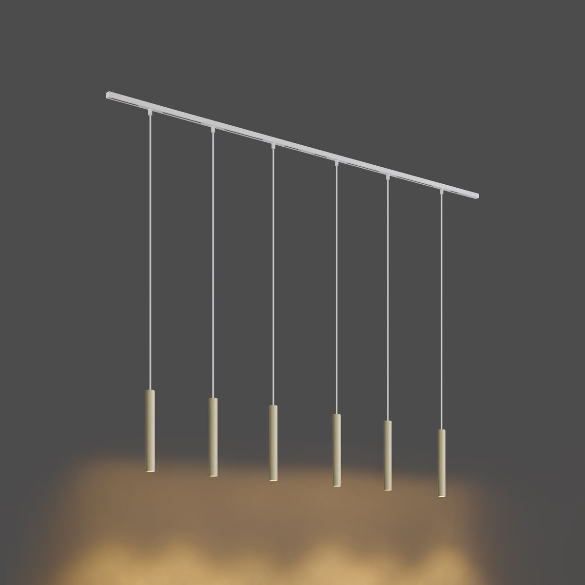 Modern railsysteem met 6 hanglampen beige met wit 1-fase - Slimline Keno