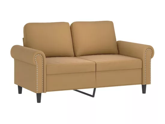 Canapé 2 places avec oreillers décoratifs brun 120 cm velours