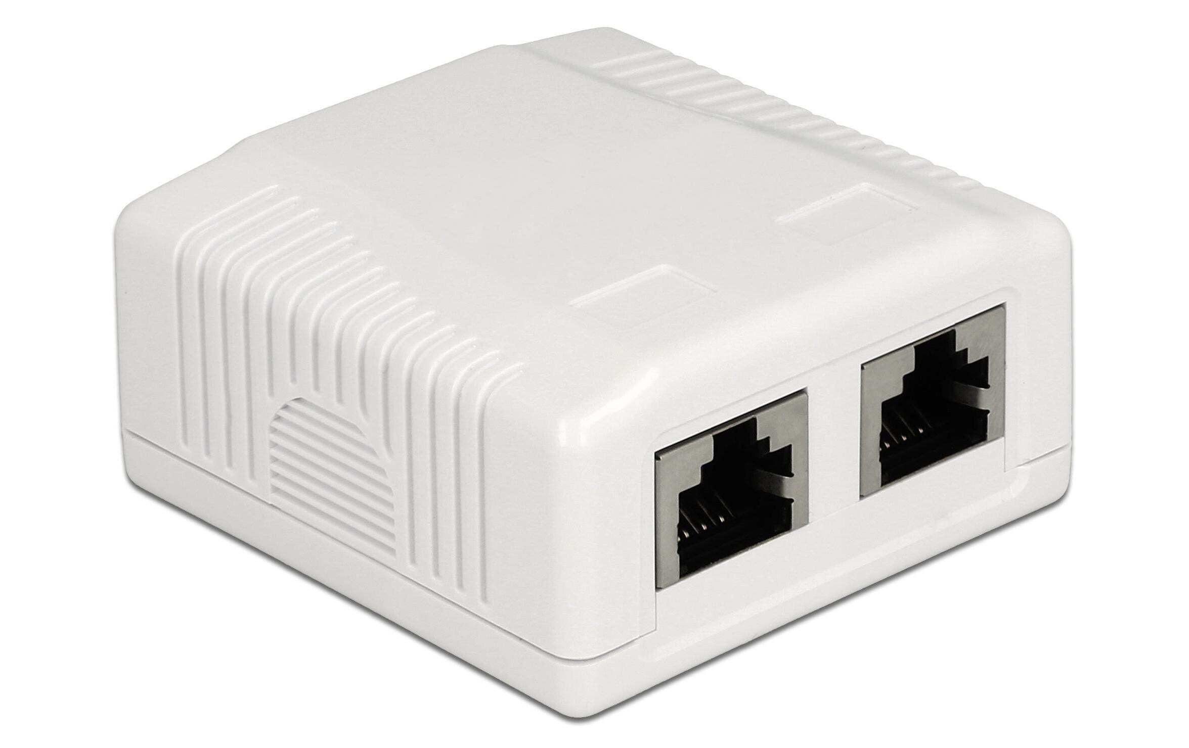 Gehäuse RJ45 Cat.6A LSA 2-fach2-Port Netzwerk-Anschlussdose