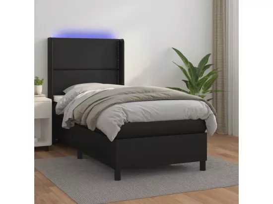 Sommier tapissier avec matelas et LED Noir 90x190 cm Similicuir