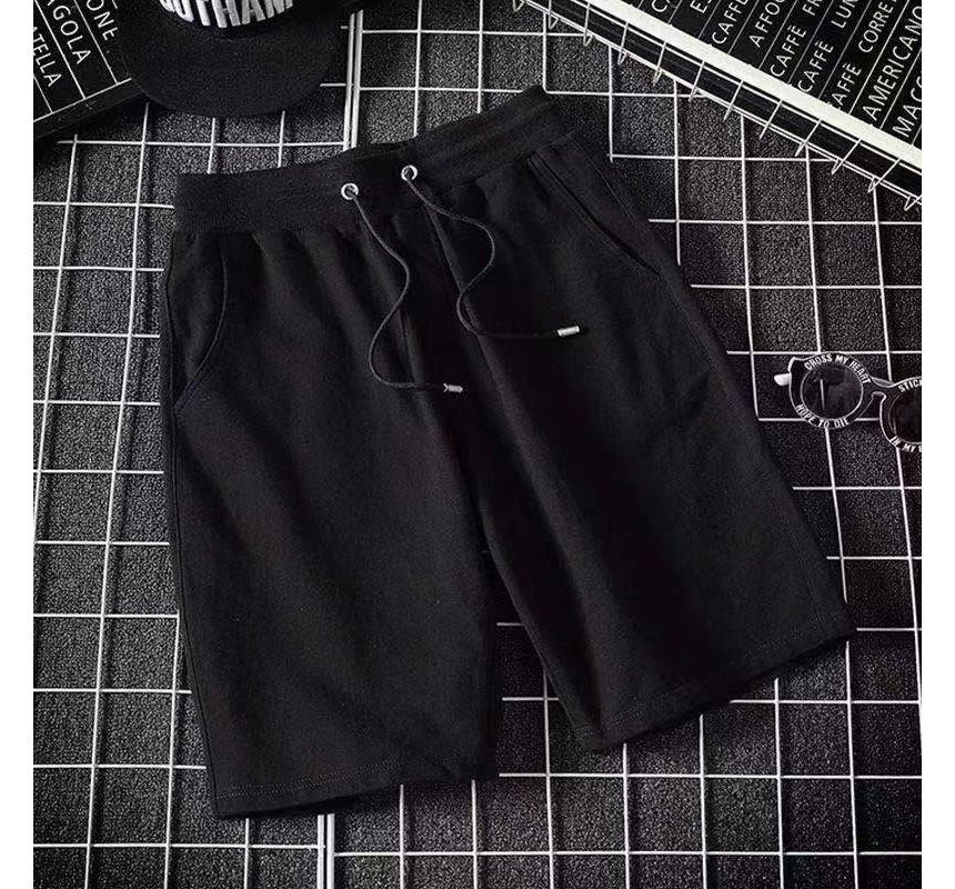 Acrius - Mid Rise Plain Drawstring Shorts