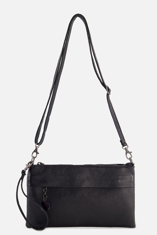 Charm Clutch zwart Leer